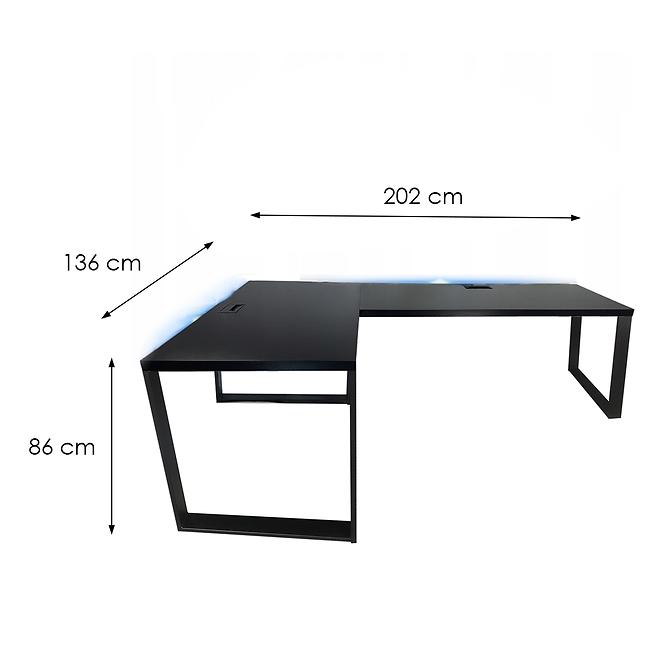 Játék Íróasztal Sarok Loft Top Fekete 202x136x2.8 Modell 2