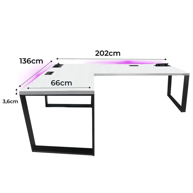 Játék Íróasztal Sarok Loft Top Fehér 202x136x3.6 Modell 3