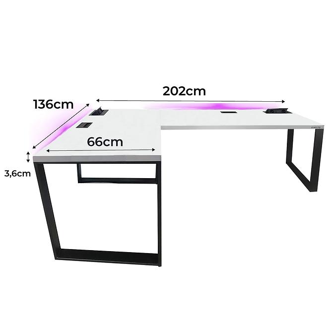 Játék Íróasztal Sarok Loft Top Fehér 202x136x3.6 Modell 3