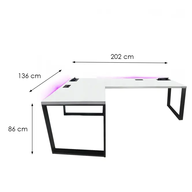 Játék Íróasztal Sarok Loft Top Fehér 202x136x3.6 Modell 3