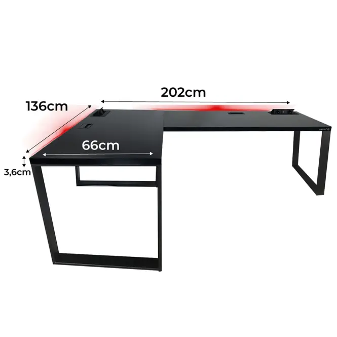 Játék Íróasztal Sarok Loft Top Fekete 202x136x3.6 Modell 3