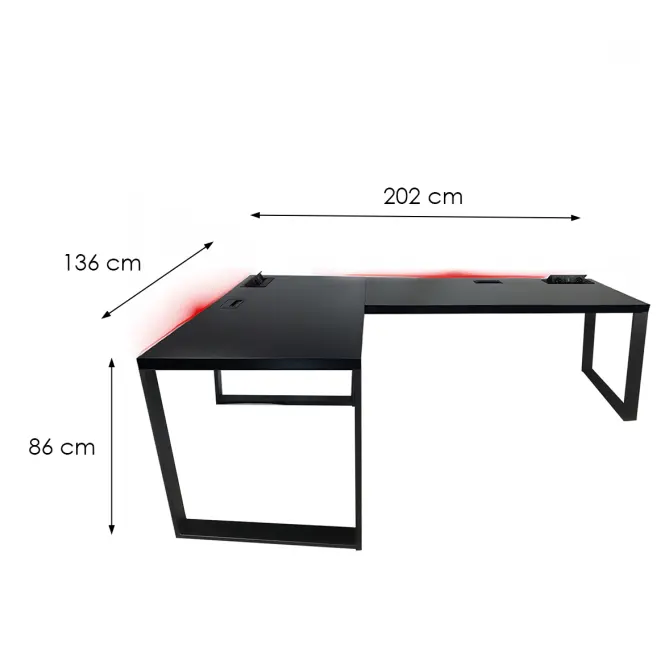 Játék Íróasztal Sarok Loft Top Fekete 202x136x3.6 Modell 3