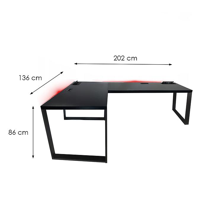 Játék Íróasztal Sarok Loft Top Fekete 202x136x3.6 Modell 3