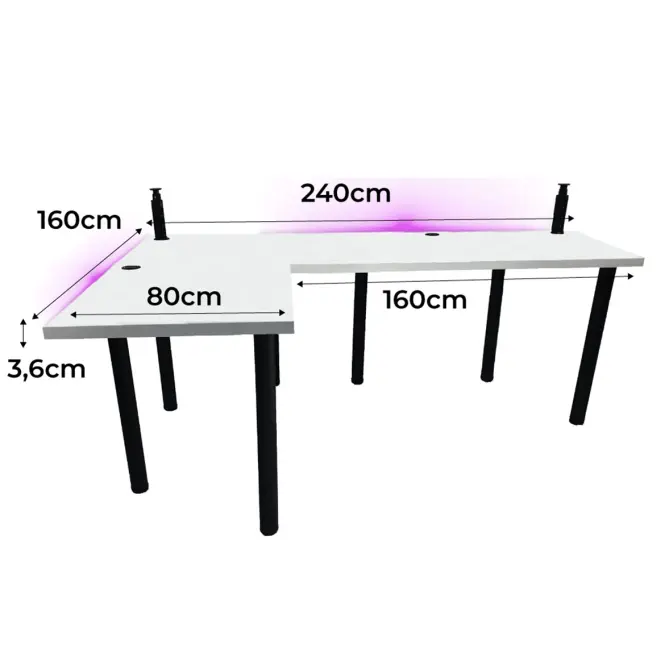Játék Íróasztal Sarok  Low Fehér 240x160x3.6 Modell 3,2