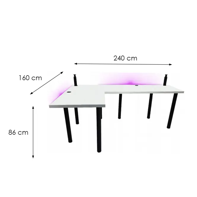 Játék Íróasztal Sarok  Low Fehér 240x160x3.6 Modell 3,3