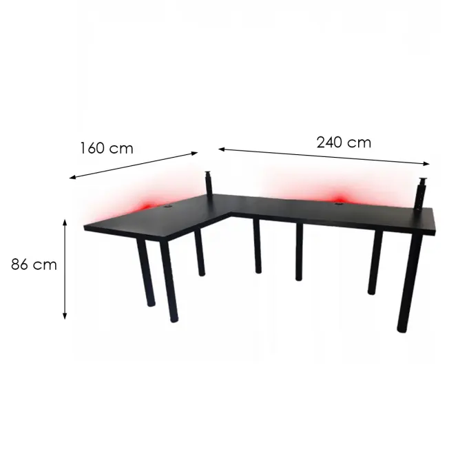 Játék Íróasztal Sarok  Low Fekete 240x160x3.6 Modell 3