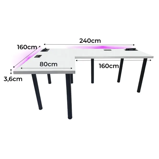 Játék Íróasztal Sarok  Top Fehér 240x160x3.6 Modell 3,2