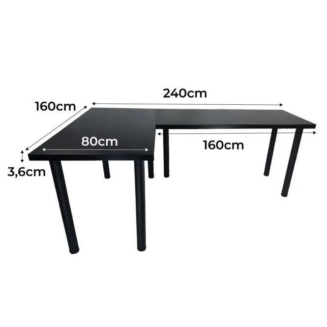 Játék Íróasztal Sarok  Top Fekete 240x160x3.6 Modell 0