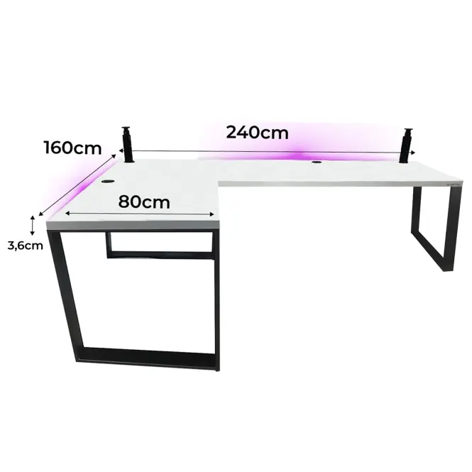 Játék Íróasztal Sarok Loft Low Fehér 240x160x3.6 Modell 3