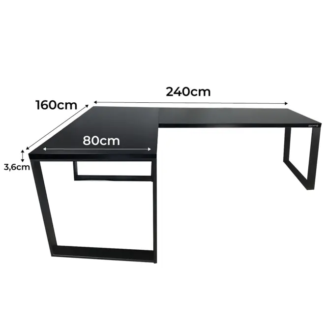 Játék Íróasztal Sarok Loft Low Fekete 240x160x3.6 Modell 0