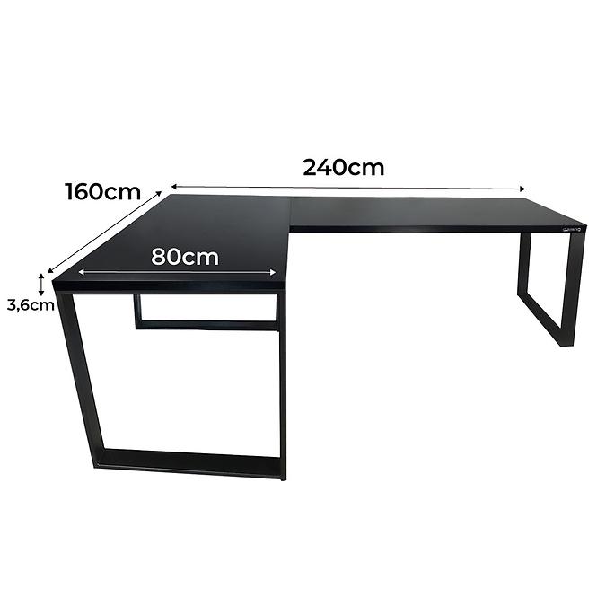 Játék Íróasztal Sarok Loft Low Fekete 240x160x3.6 Modell 0