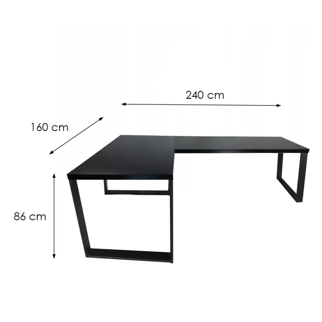 Játék Íróasztal Sarok Loft Low Fekete 240x160x3.6 Modell 0,3