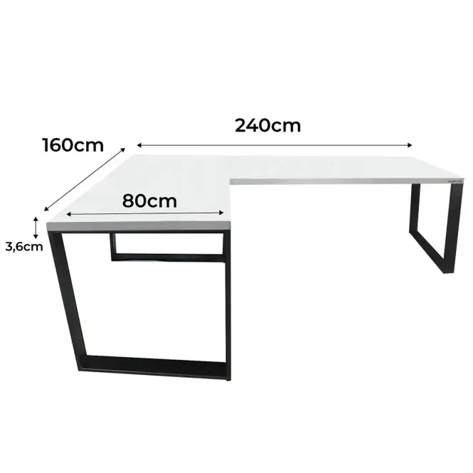 Játék Íróasztal Sarok Loft Top Fehér 240x160x3.6 Modell 0,2