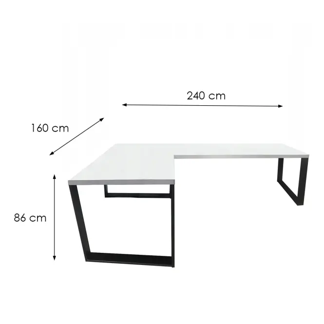 Játék Íróasztal Sarok Loft Top Fehér 240x160x3.6 Modell 0