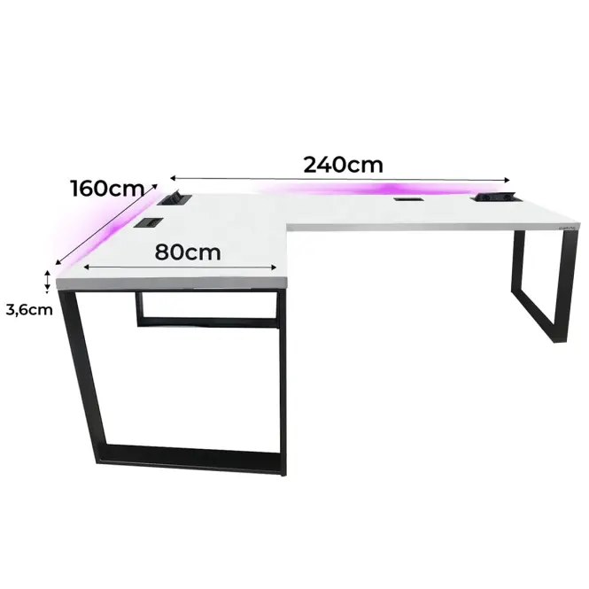 Játék Íróasztal Sarok Loft Top Fehér 240x160x3.6 Modell 3