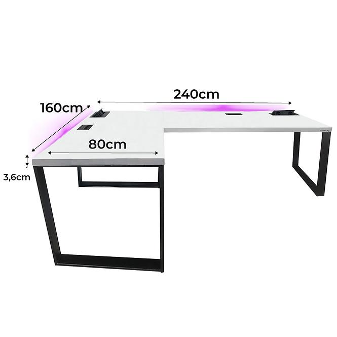 Játék Íróasztal Sarok Loft Top Fehér 240x160x3.6 Modell 3