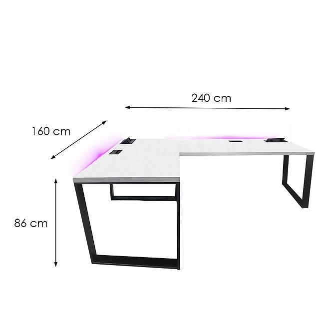 Játék Íróasztal Sarok Loft Top Fehér 240x160x3.6 Modell 3,3