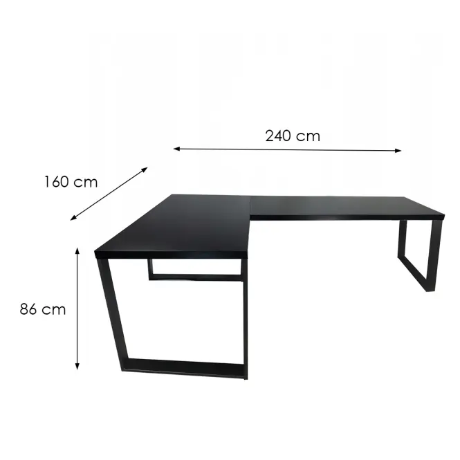 Játék Íróasztal Sarok Loft Top Fekete 240x160x3.6 Modell 0