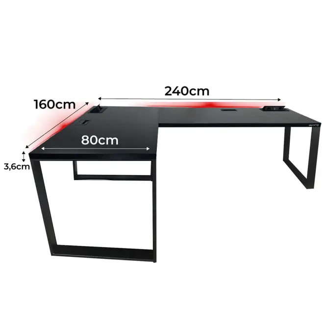 Játék Íróasztal Sarok Loft Top Fekete 240x160x3.6 Modell 3,2