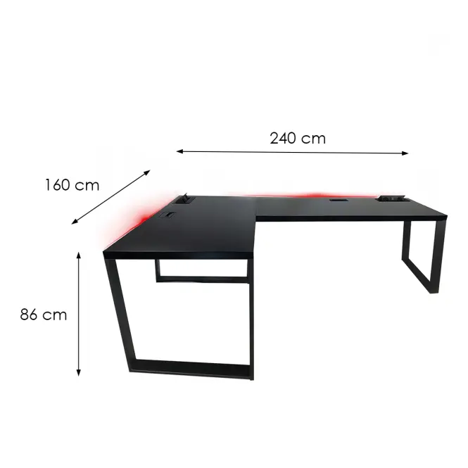 Játék Íróasztal Sarok Loft Top Fekete 240x160x3.6 Modell 3,3