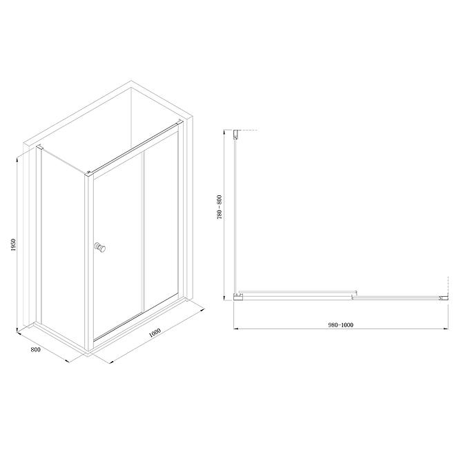 Zuhanykabin Vega-Sigma 100x80 tiszta black,2