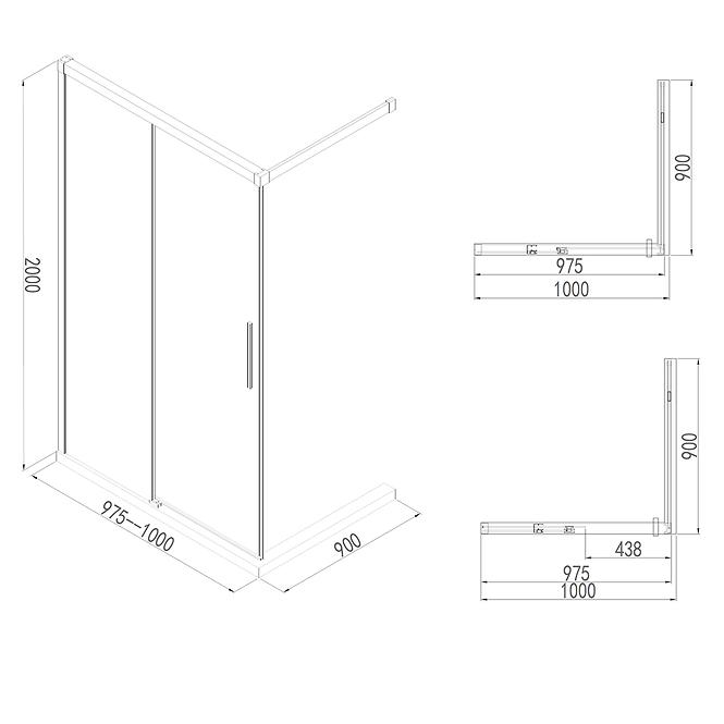 Zuhanyfal Walk-In Relax 100x200 króm