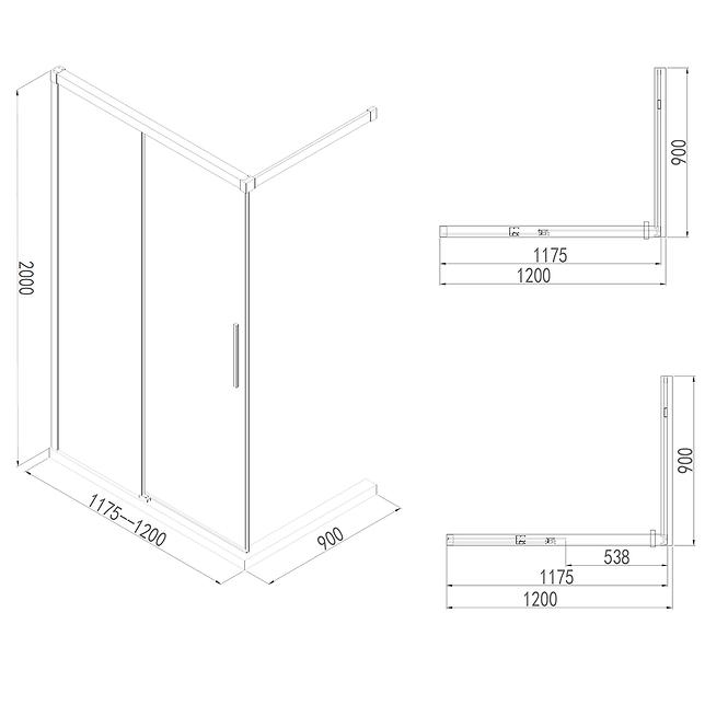 Zuhanyfal Walk-In Relax 120x200 króm