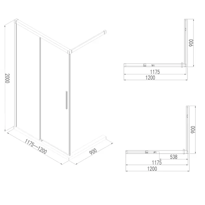 Zuhanyfal Walk-In Relax 120x200 króm,2