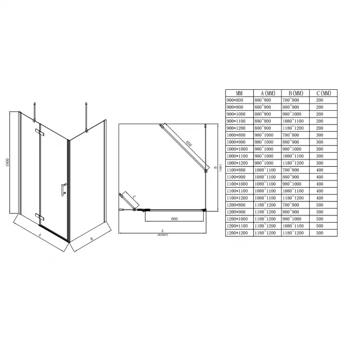 Zuhanykabin Jazz 100x80 tiszta black,5
