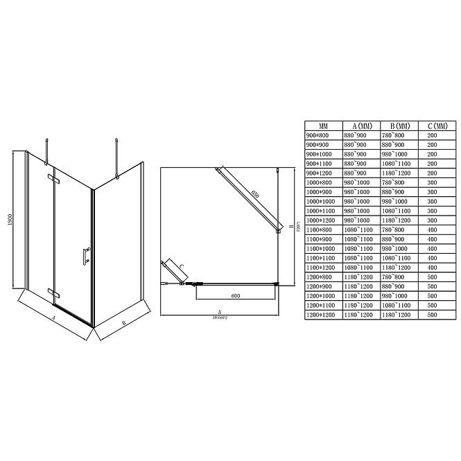 Zuhanykabin Jazz 120x80 tiszta black