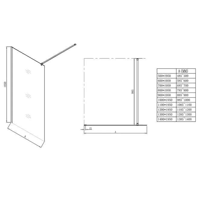 Zuhanyfal Walk-In Soft 80x195 króm