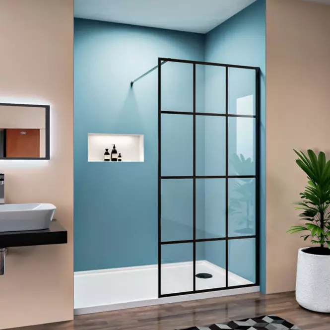 Zuhanyfal Walk-In Metro 90x195 black,3
