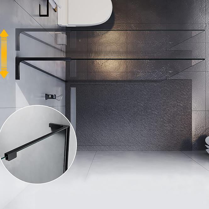 Zuhanyfal Walk-In Pik 100x195 black