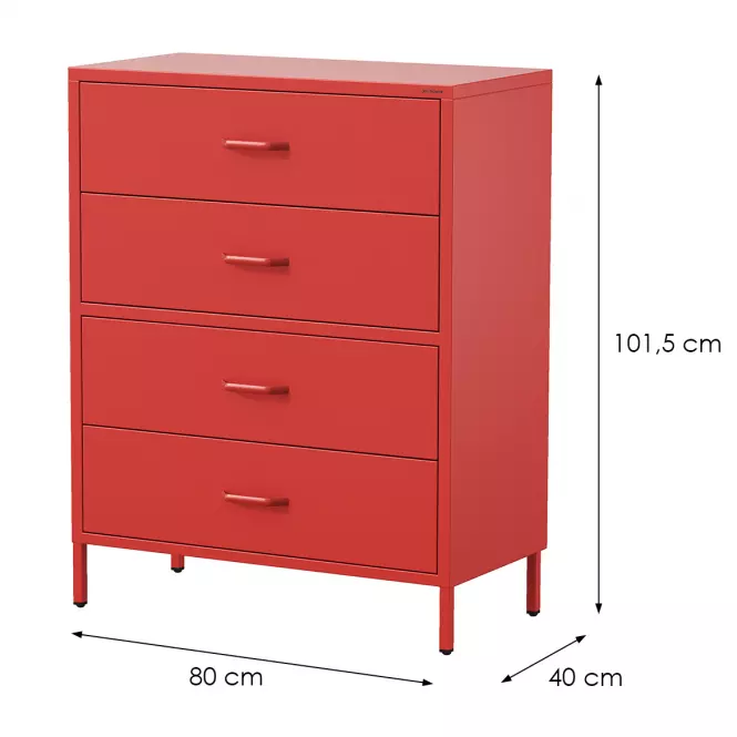 Komód Fém Carla Modern Red,2
