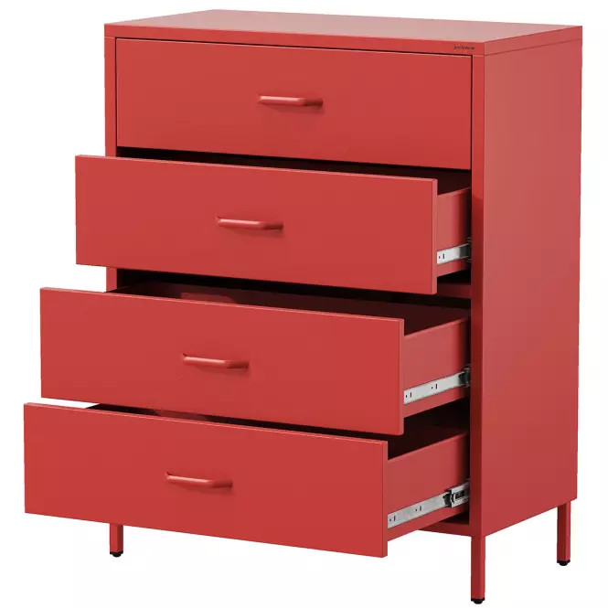 Komód Fém Carla Modern Red,4