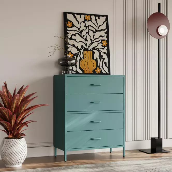 Komód Fém Carla Modern Sea Green,6