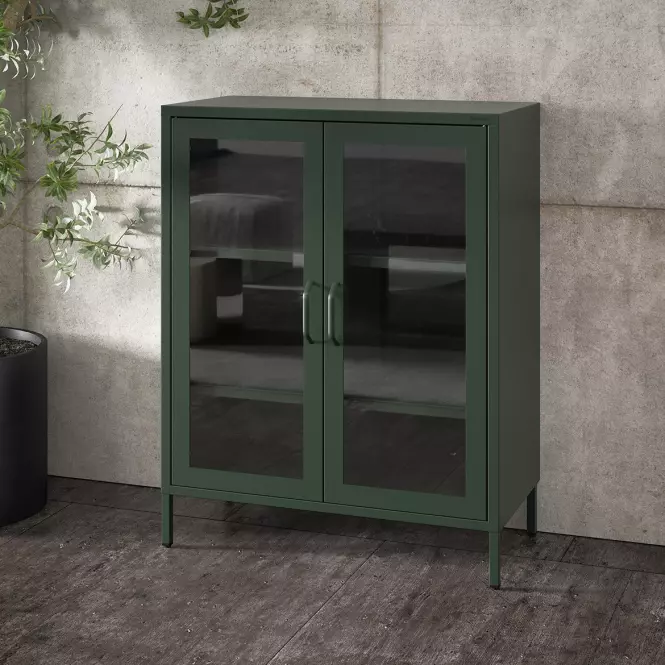 Vitrin Fém Gina Modern Bottle Green