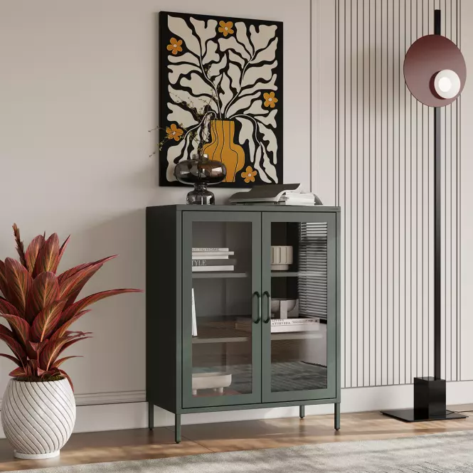 Vitrin Fém Gina Modern Bottle Green