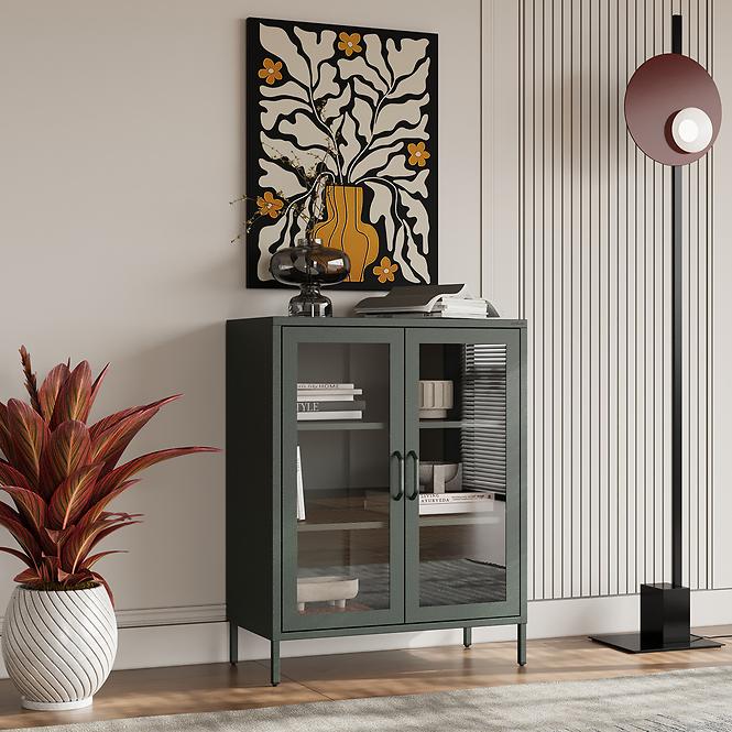 Vitrin Fém Gina Modern Bottle Green