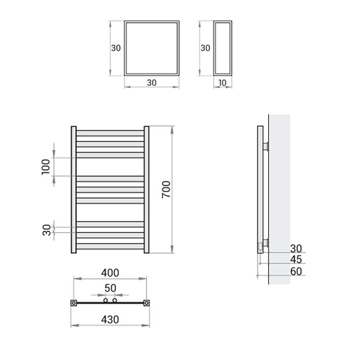 Fürdőszoba radiátor Viv New ZS6/40 700x430 248W fehér