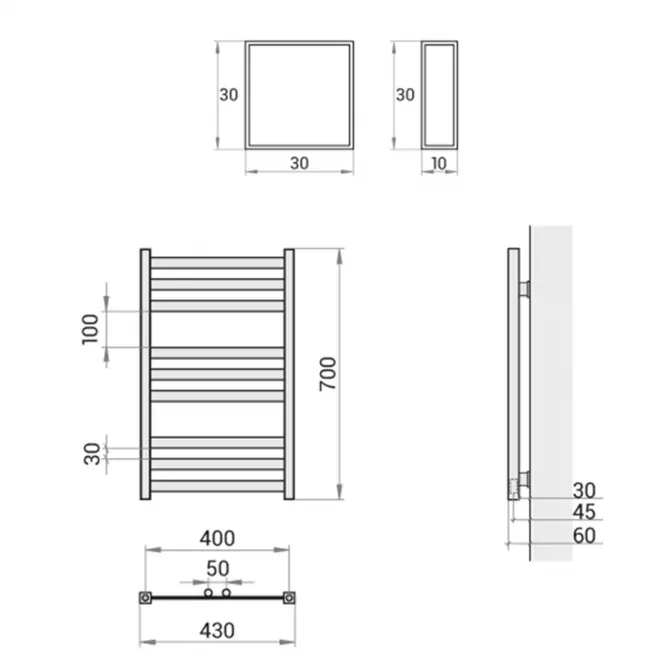 Fürdőszoba radiátor Viv New ZS6/40 700x430 248W szürke,2