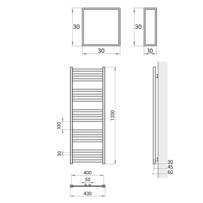 Fürdőszoba radiátor Viv New ZS12/40 1200x430 436W szürke