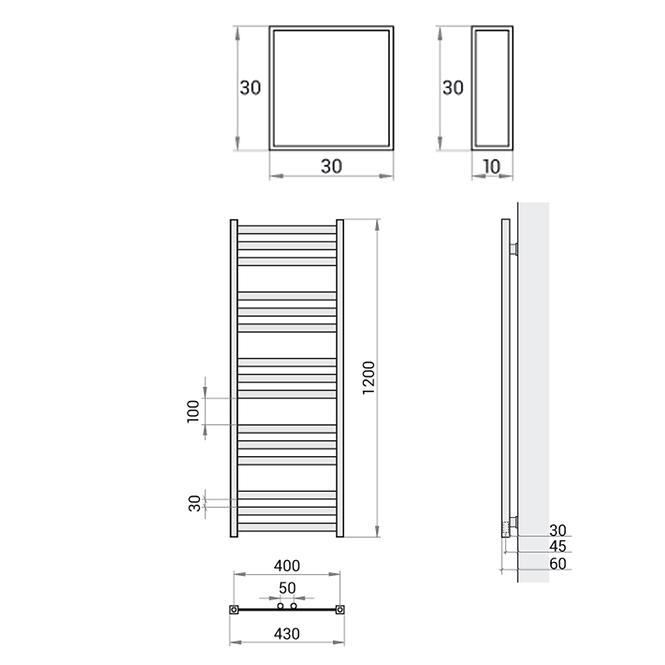 Fürdőszoba radiátor Viv New ZS12/40 1200x430 436W szürke
