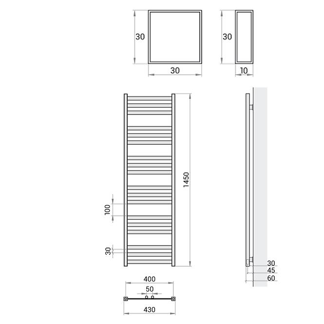 Fürdőszoba radiátor Viv New ZS15/40 1450x430 521W szürke