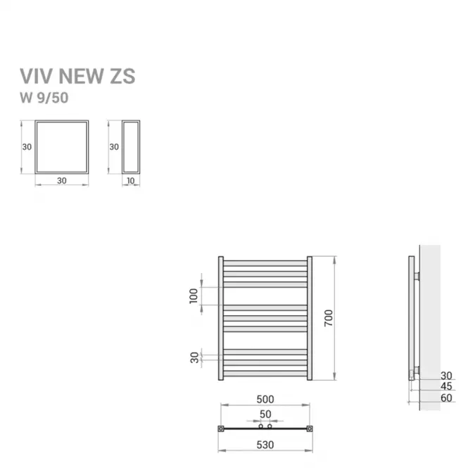 Fürdőszoba radiátor Viv New ZS6/50 700x530 328W fehér