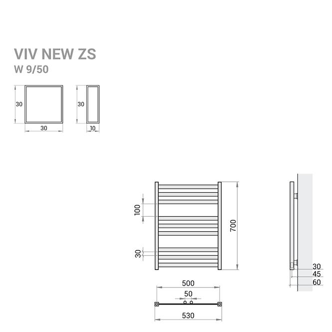 Fürdőszoba radiátor Viv New ZS6/50 700x530 328W fehér