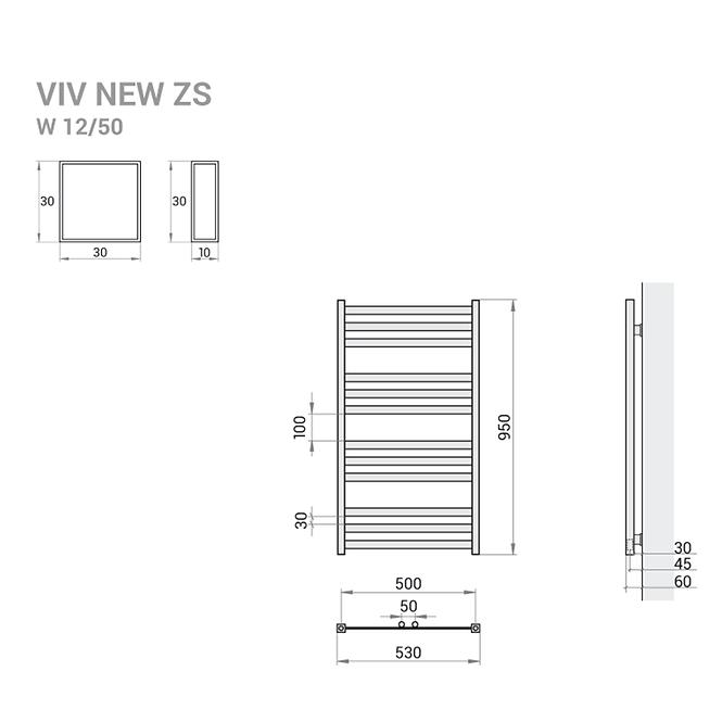 Fürdőszoba radiátor Viv New ZS9/50 950x530 418W szürke
