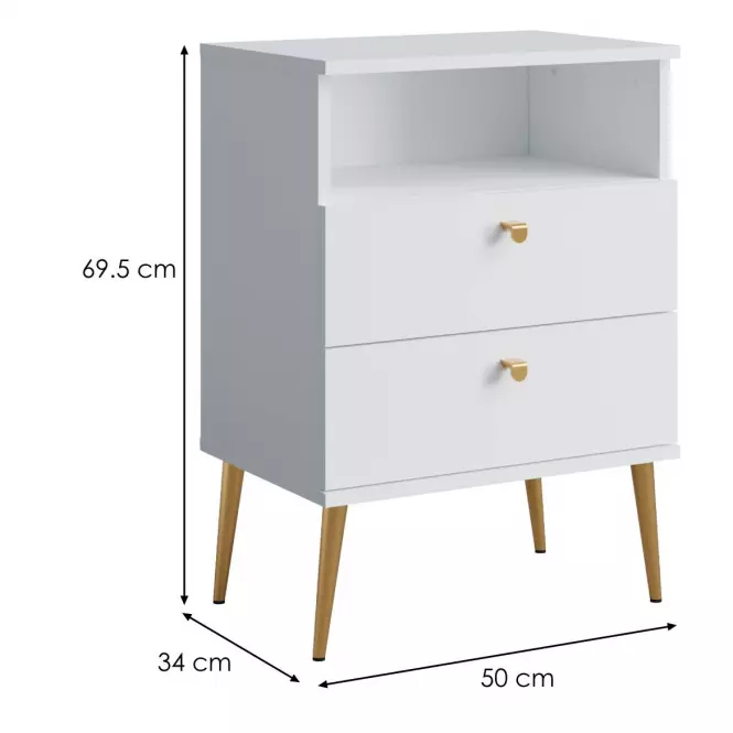Éjjeliszekrény High 2D fehér,2
