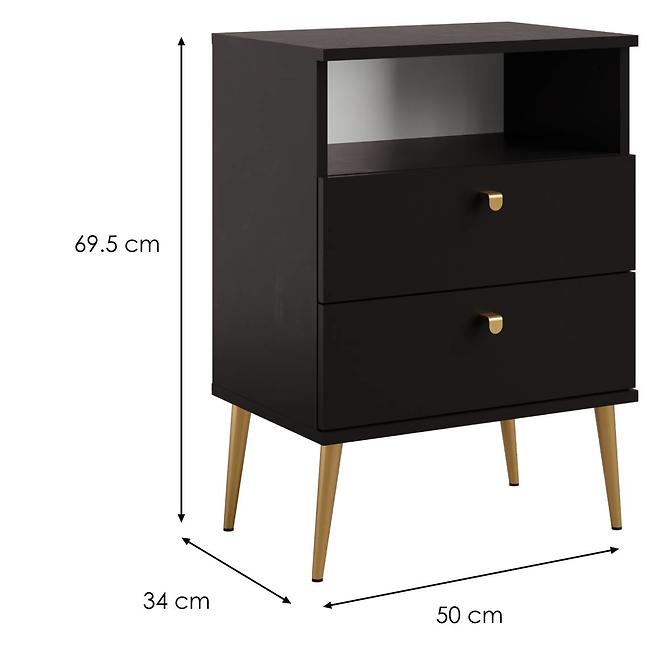 Éjjeliszekrény High 2D fekete,2