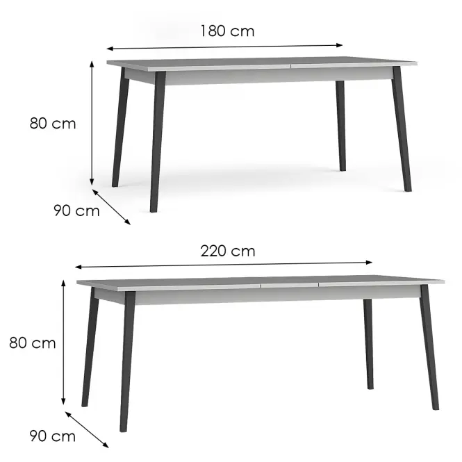 Kinyitható Asztalok Iris 180+40  15B szürke